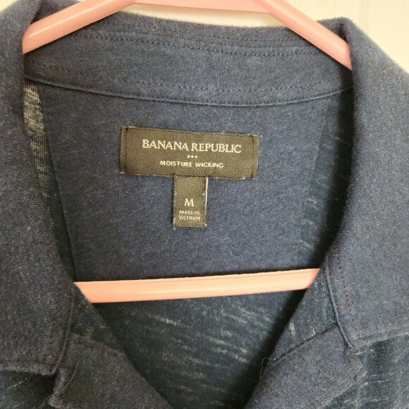 Banana Republic Open Collar Moisture Wicking Cotton Blend Polo, M - Picture 2 of 5